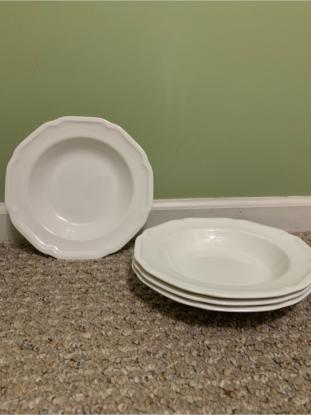 Set 4 Mikasa Ultima + Super Strong Fine China Antique White Rim Soup Pasta Bowl